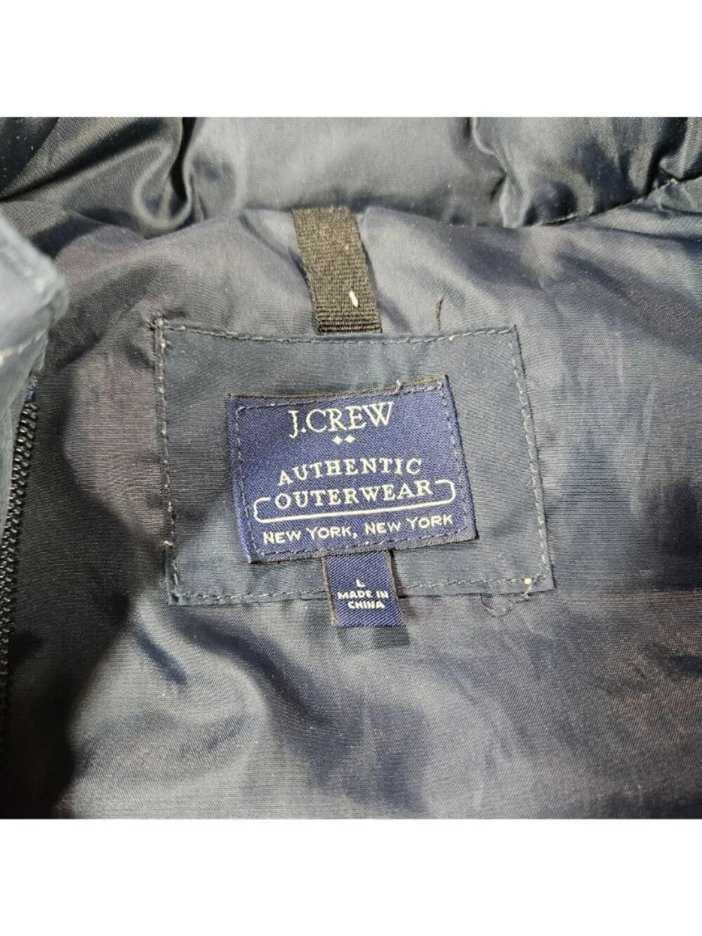 J Crew Vest Mens Large Navy Blue Down Full Zip Preppy Outerwear Puffer